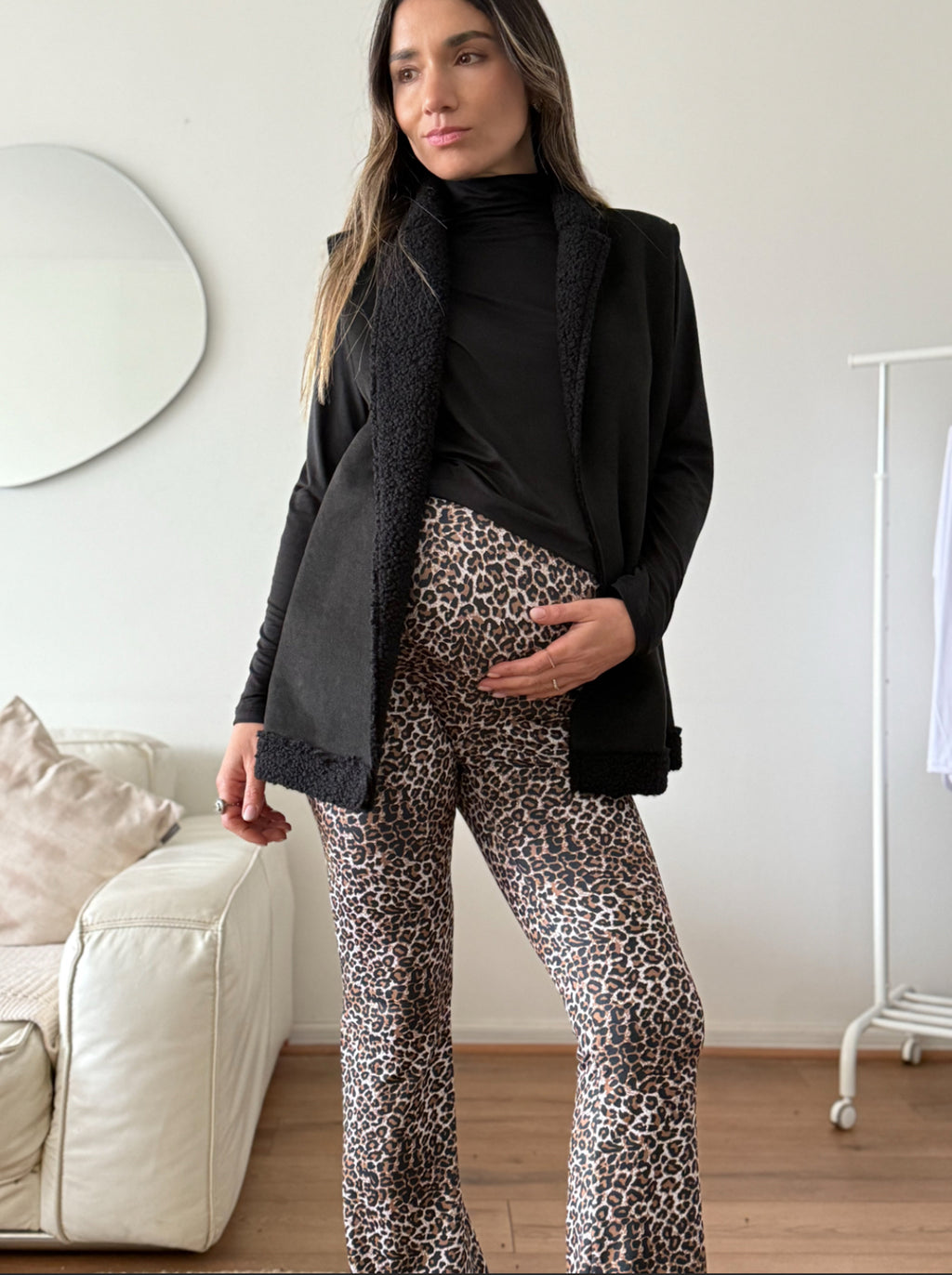 Calza maternal flare leopardo beige - Trenda 