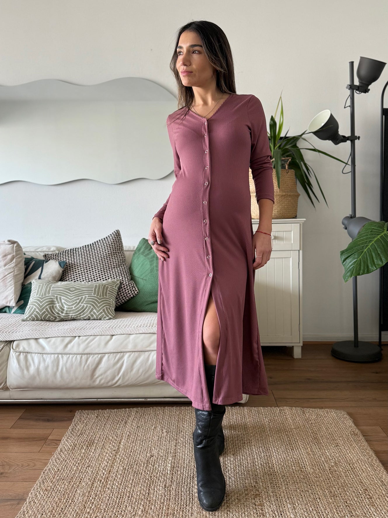 Vestido maternal y lactancia Florencia rosa - Trenda  Imagen principal del producto