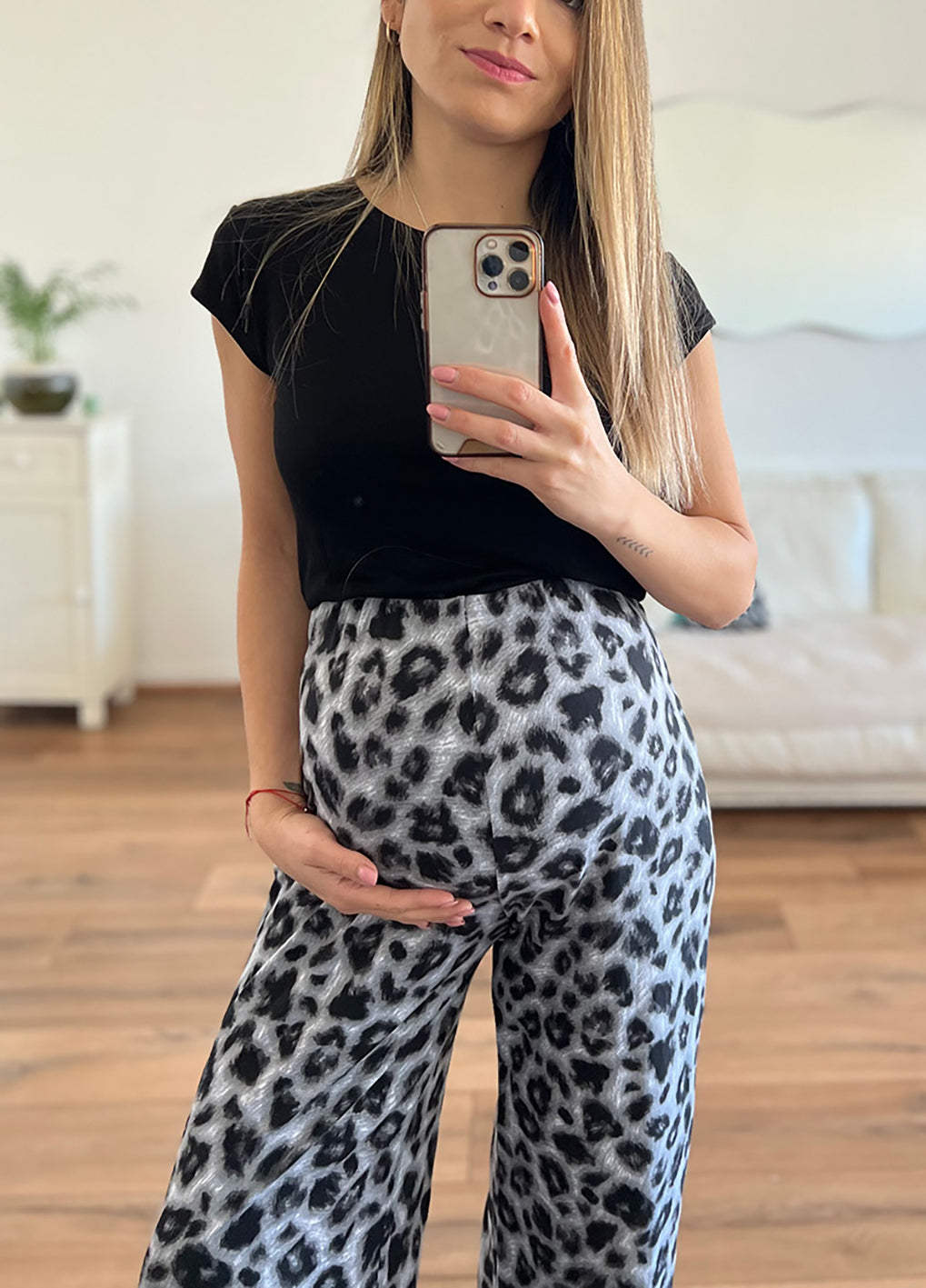 Palazzo maternal LISBOA animal print piel de durazno - Trenda 