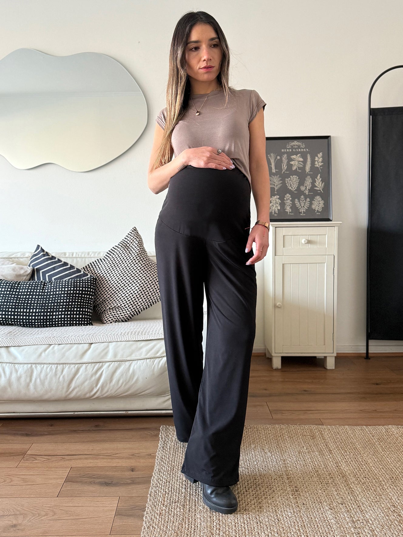 Pantalón palazzo New York negro, lycra fría - Trenda  Imagen principal del producto