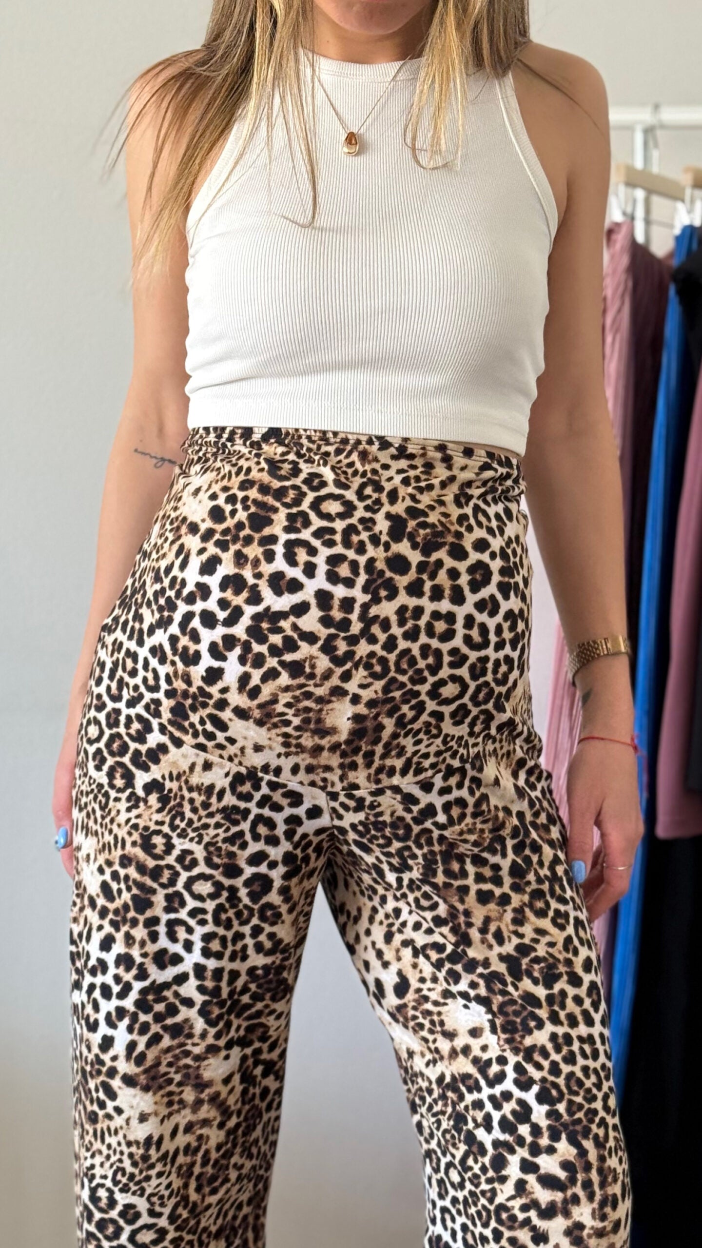 Pantalón palazzo maternal New York animal print - Trenda 