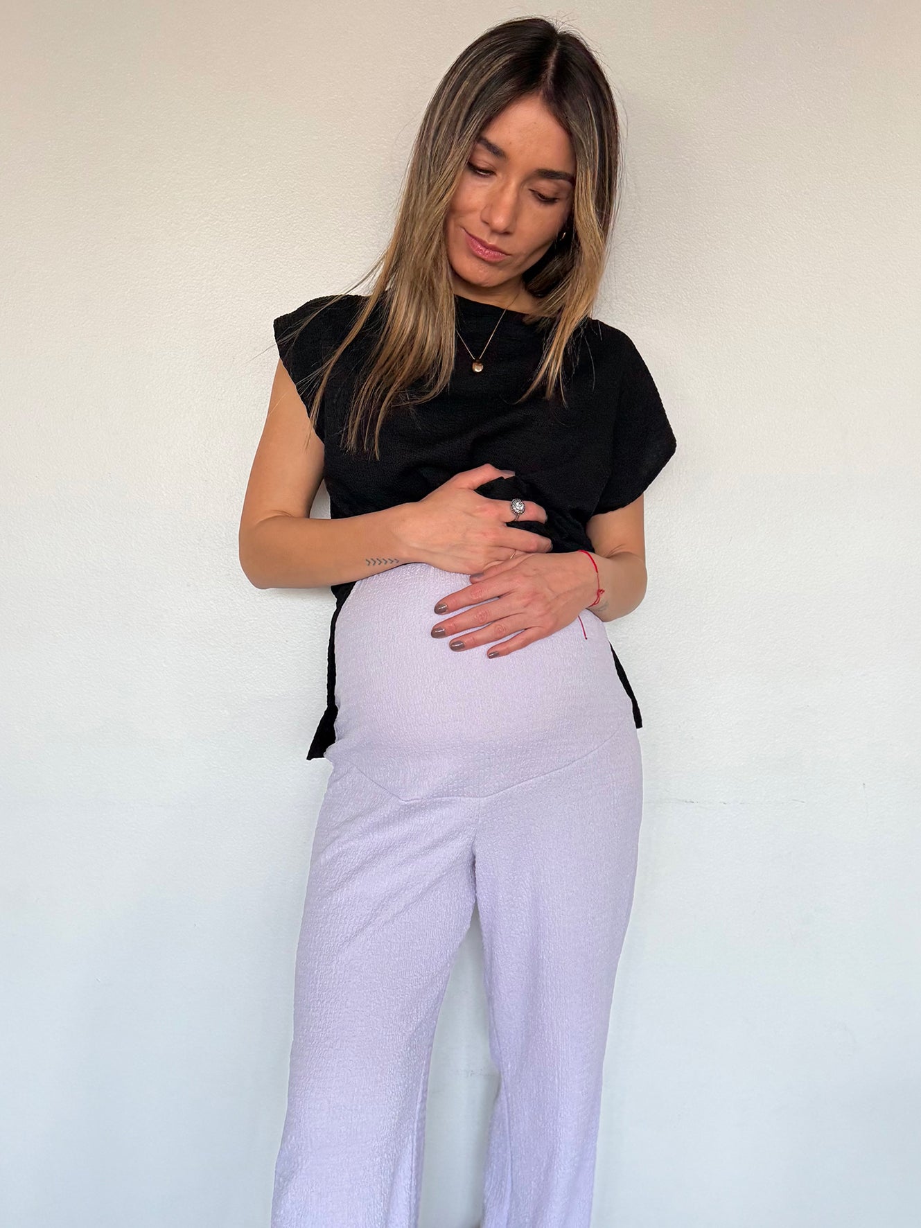 Pantalón palazzo maternal Atenas lila (Set) - Trenda 