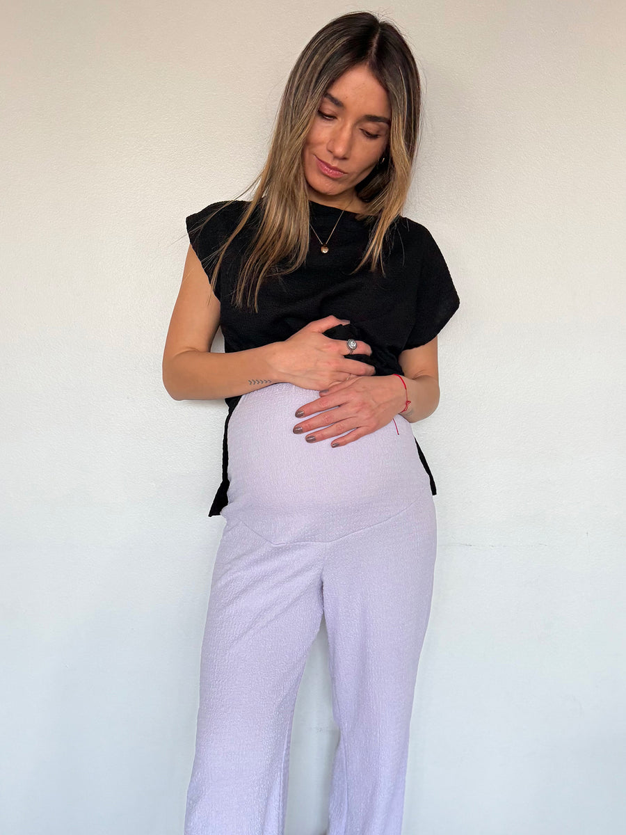 Pantalón palazzo maternal Atenas lila (Set) - Trenda 