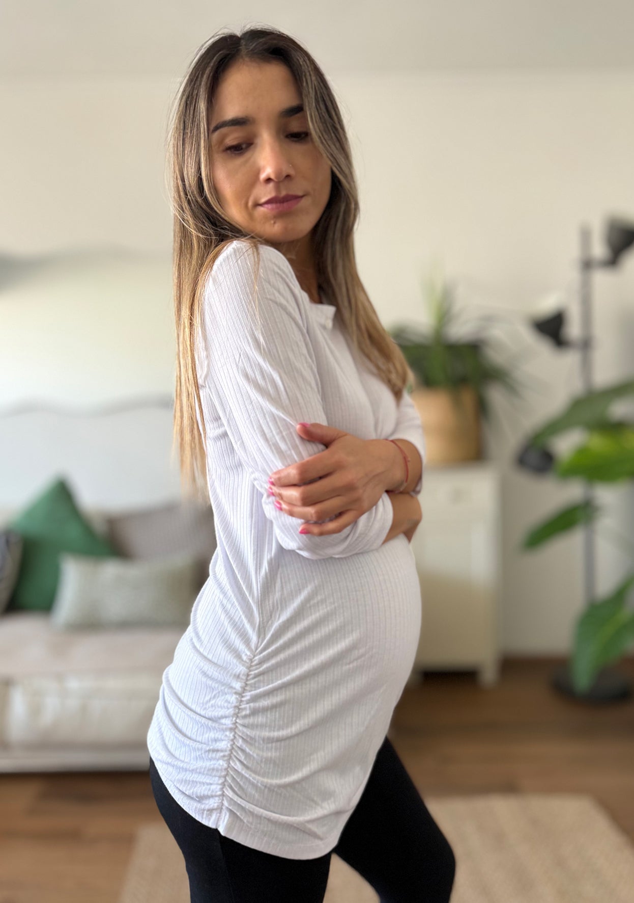 Polera maternal Mom manga larga blanca - Trenda 