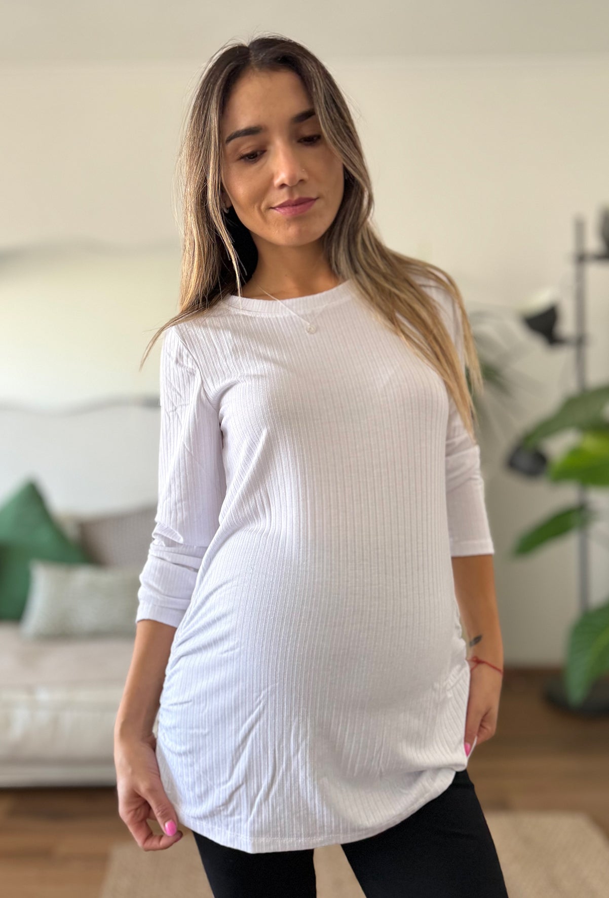 Polera maternal Mom manga larga blanca - Trenda 