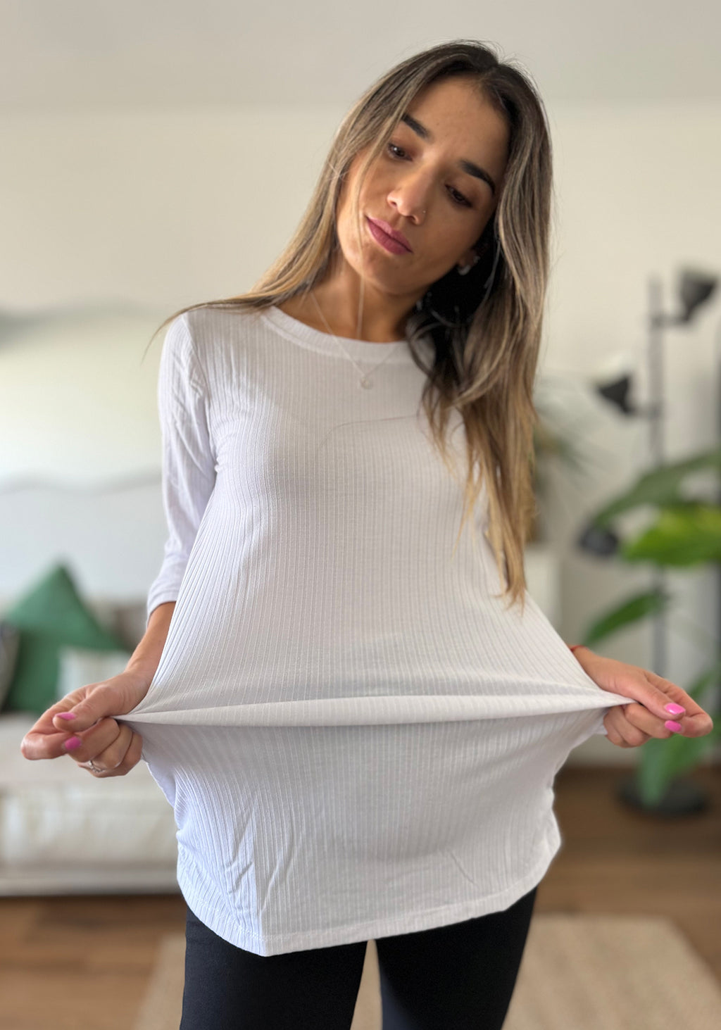 Polera maternal Mom manga larga blanca - Trenda 