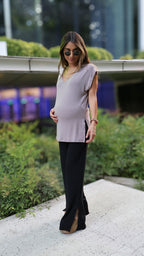 Polera maternal cuello V Atenas Taupe - Trenda 