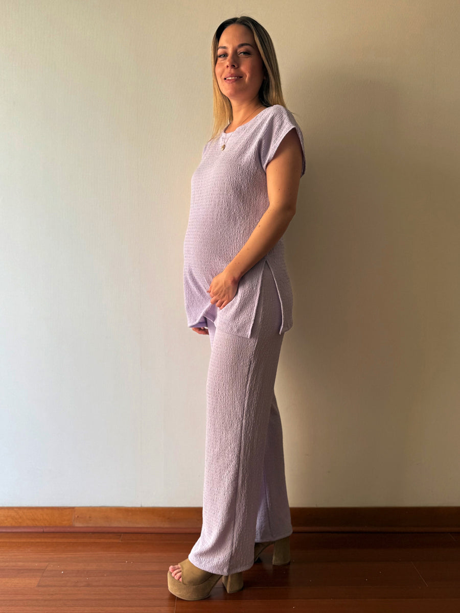 Pantalón palazzo maternal Atenas lila (Set) - Trenda 
