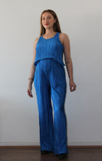 Set plisado (palazzo mas top) azulino - Trenda 