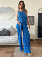 Set plisado (palazzo mas top) azulino - Trenda 