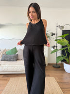 Set (palazzo mas top) negro - Trenda 