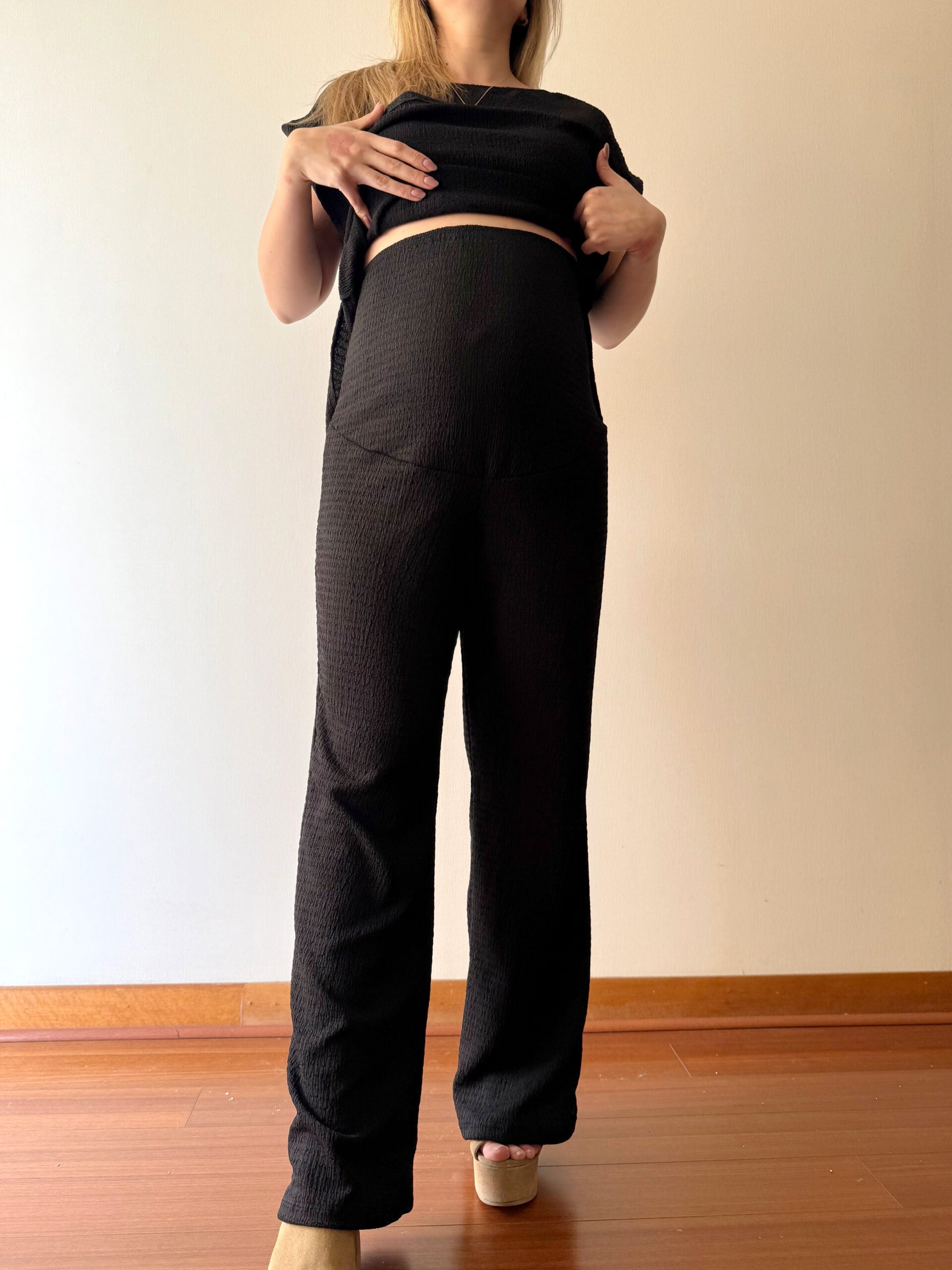 Pantalón palazzo maternal Atenas negro (Set) Imagen secundaria del producto