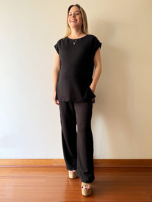 Pantalón palazzo maternal Atenas negro (Set) - Trenda 