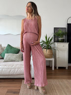 Set plisado (palazzo mas top) rosa - Trenda 
