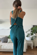 Set (palazzo mas top) plisado verde - Trenda 