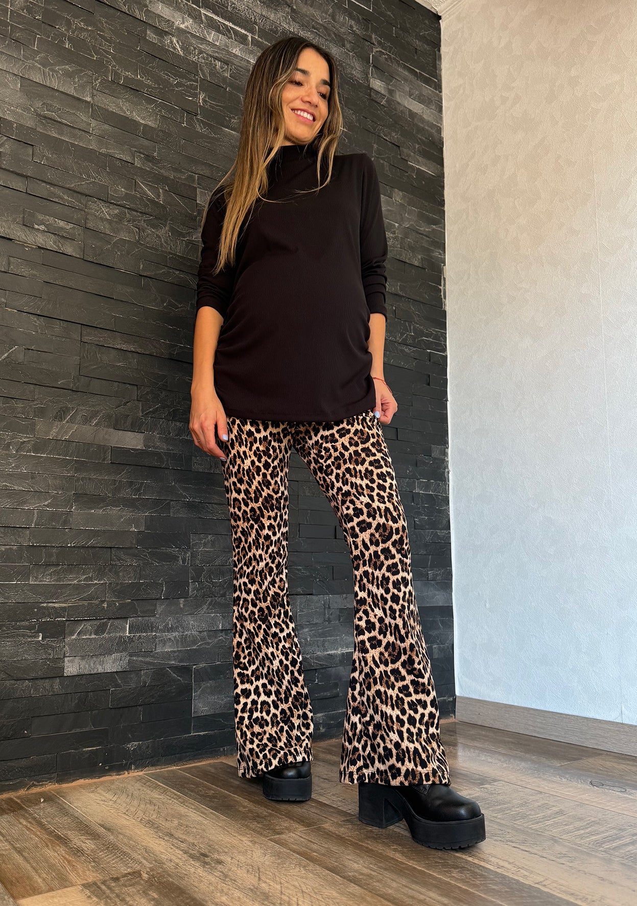 Pantalón flare maternal Tokio leopardo - Trenda 