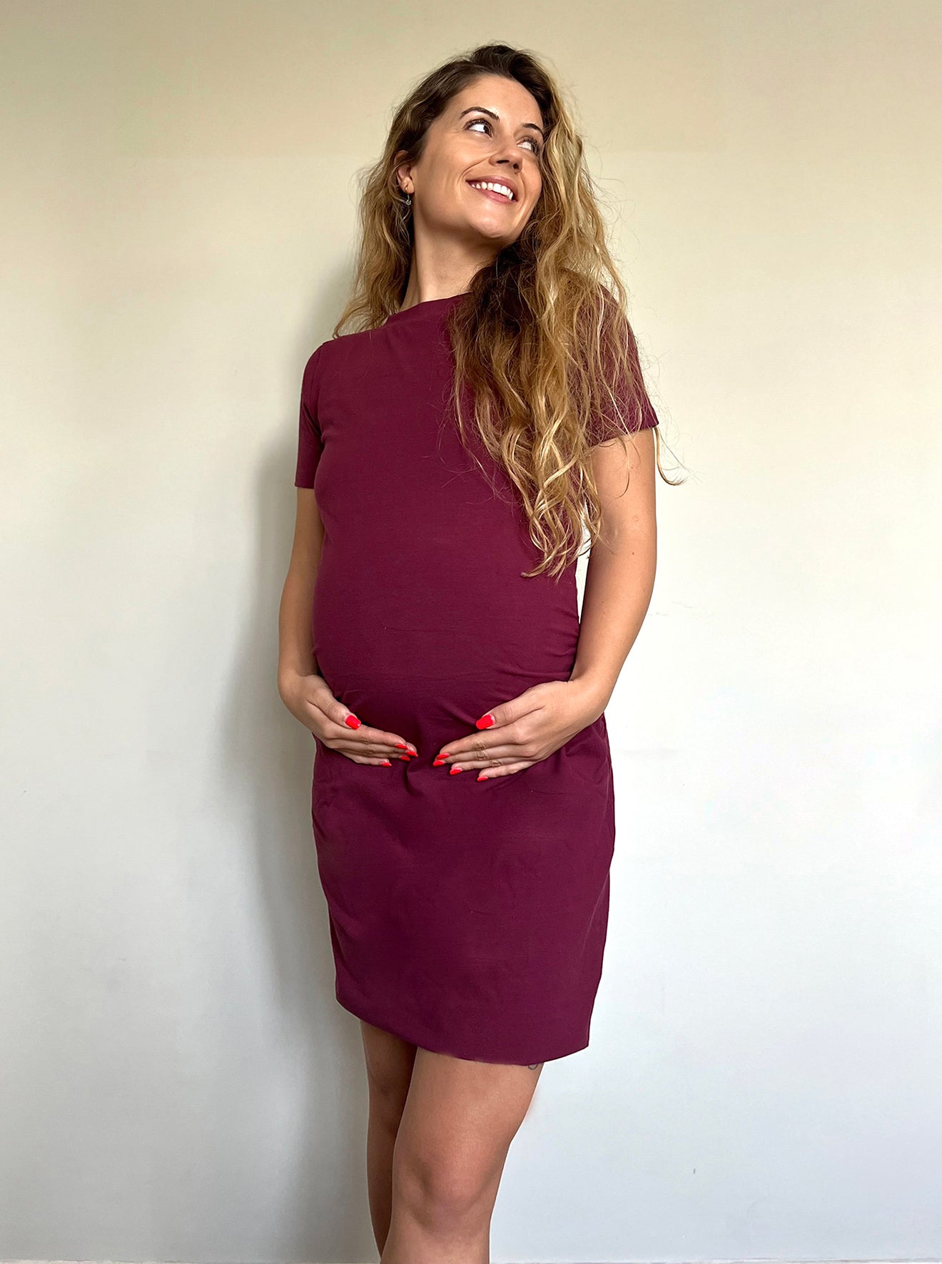 Vestido maternal Mom burdeo - Trenda 