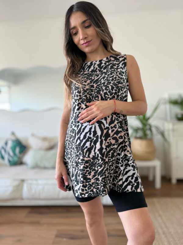 Polera maternal y lactancia PRAGA animal print