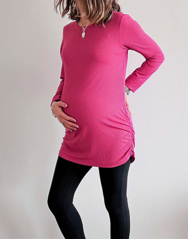 Polera maternal MOM manga larga canuton fucsia