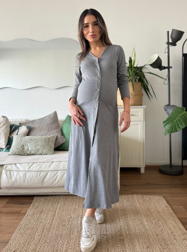 Vestido maternal y lactancia FLORENCIA gris - Imagen 3