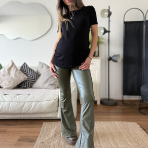 Pantalón maternal SIENA, flare engomado verde olivo