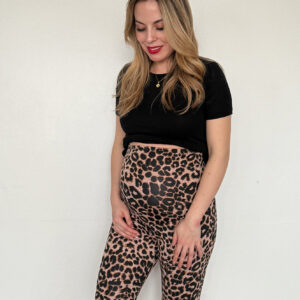 Calza Biker maternal animal print leopardo café